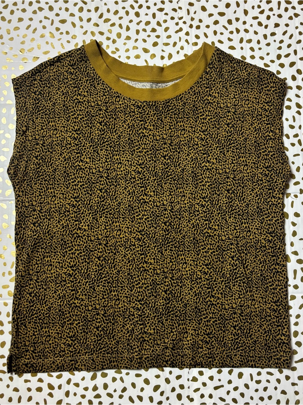 LOFT Mustard and Black Leopard-Print Tank